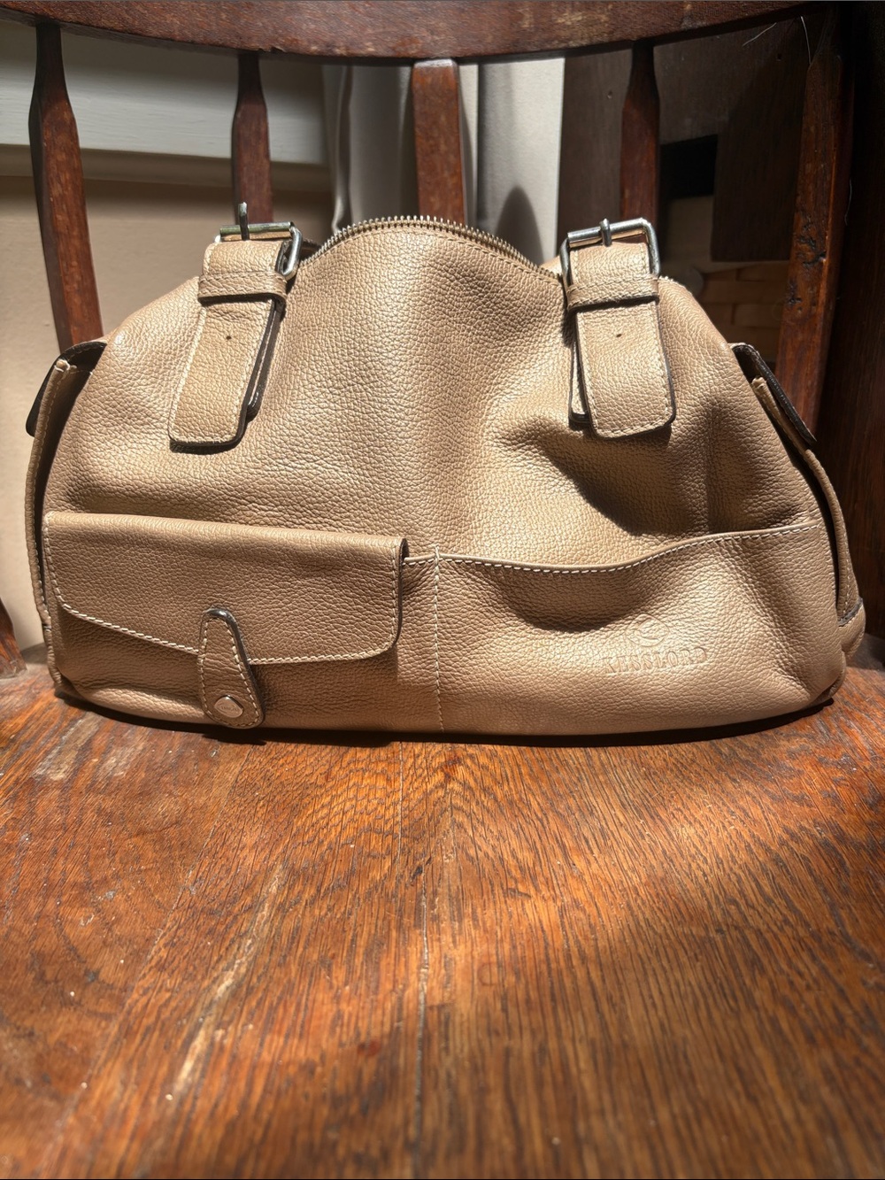 Kesslord Paris full grain Leather Satchel Handbag in  champagne Light Tan